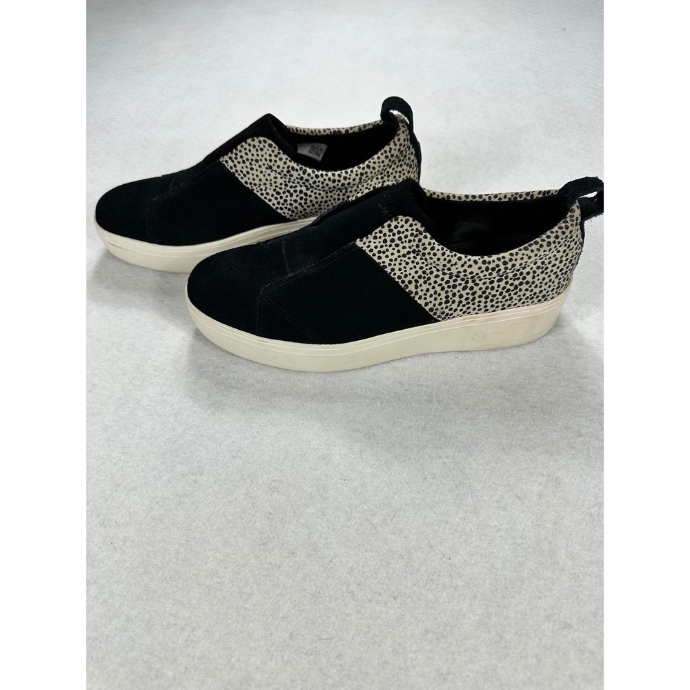 Toms Womens Black Suede Cheetah Print Platform Slip On Sneakers Size 9